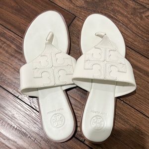 White Tory Burch slip on sandals